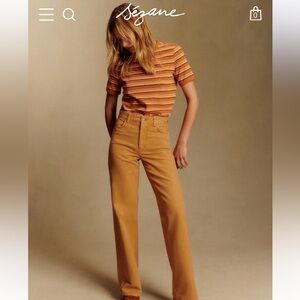 Sézane Wide Leg Trouser Jeans in Light Camel NWT